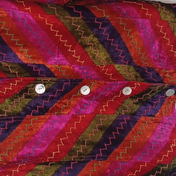 Colorful Velour button jacket blazer shacket chevron Pink Purple Green stripes - Picture 3 of 5
